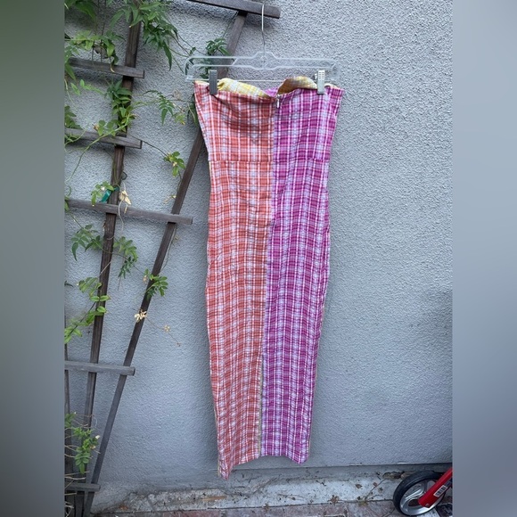 Saint Mojavi The Talavera Tube Dress Tri-Color Plaid Seersucker New with Tags! - Picture 9 of 9